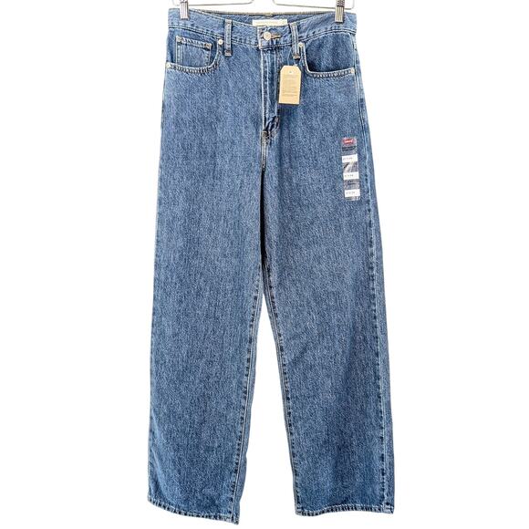 NWT Levi's High Waist Straight Leg Wide Leg Denim Jeans Baggy Y2K Medium Blue 27 - Picture 1 of 9